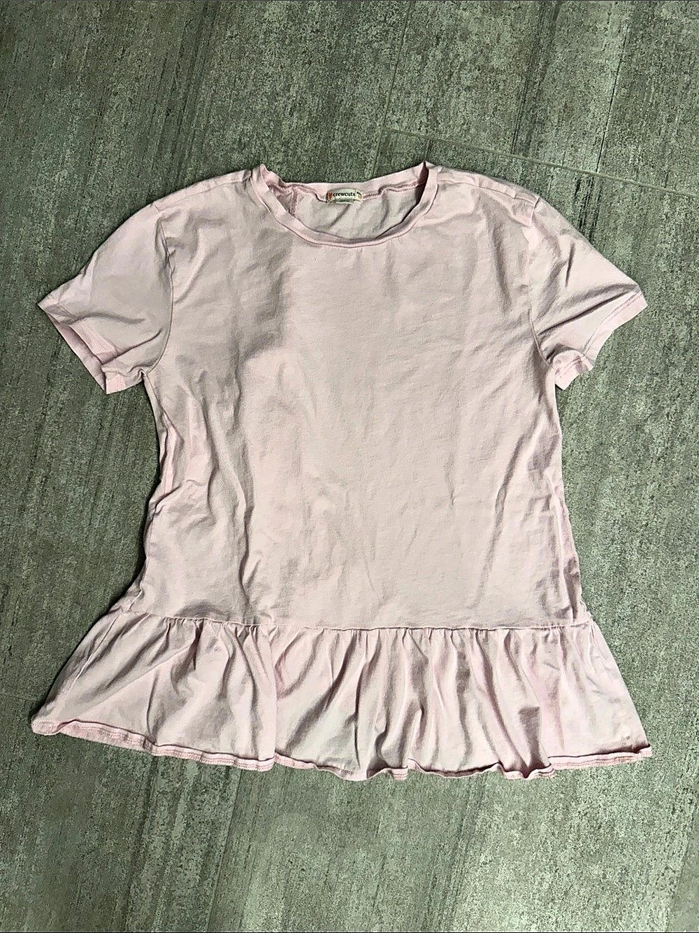 Crewcuts Girls Pink Ruffle-Hem Short Sleeve Top Size 16